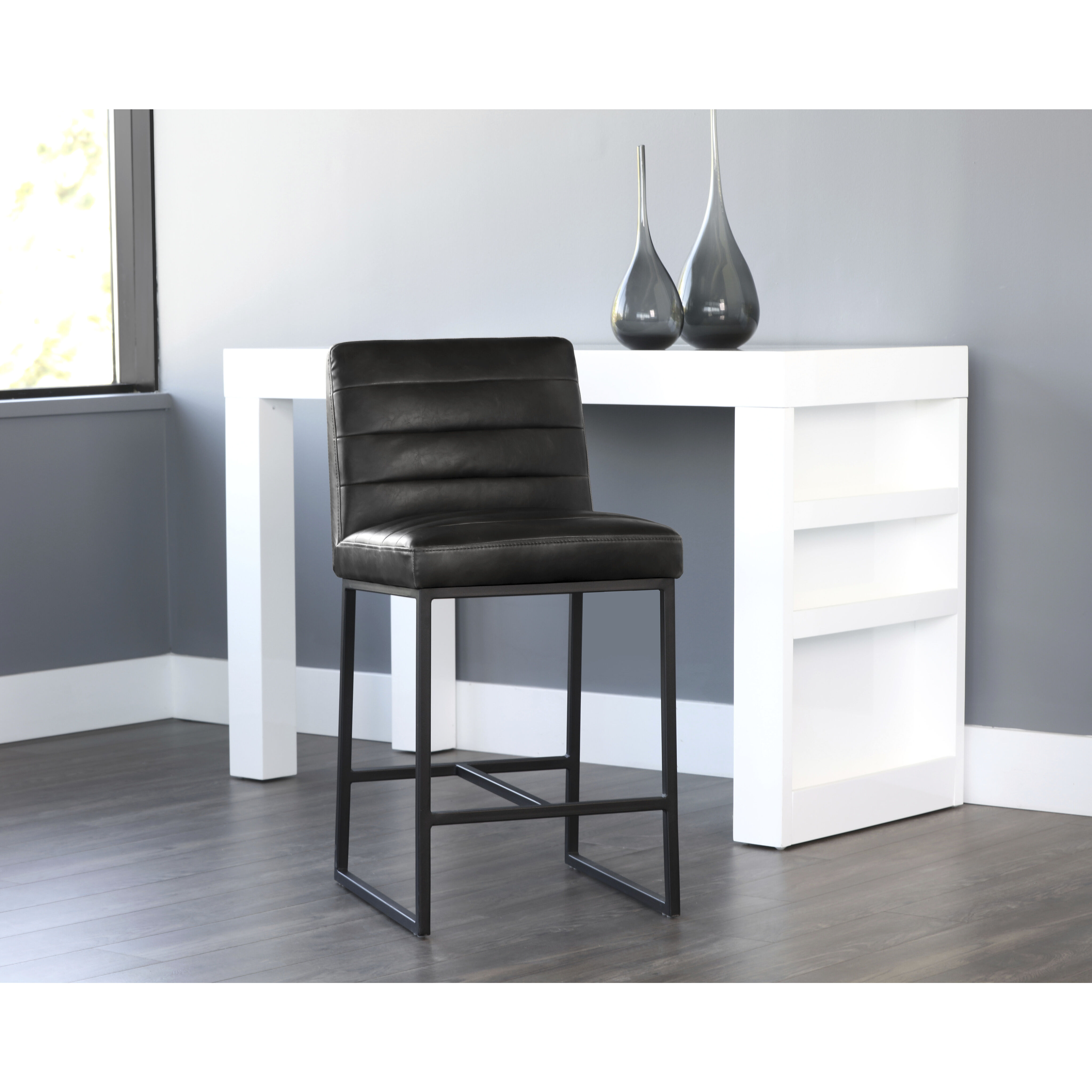 Spyros 37 inch Coal Black Counter Stool